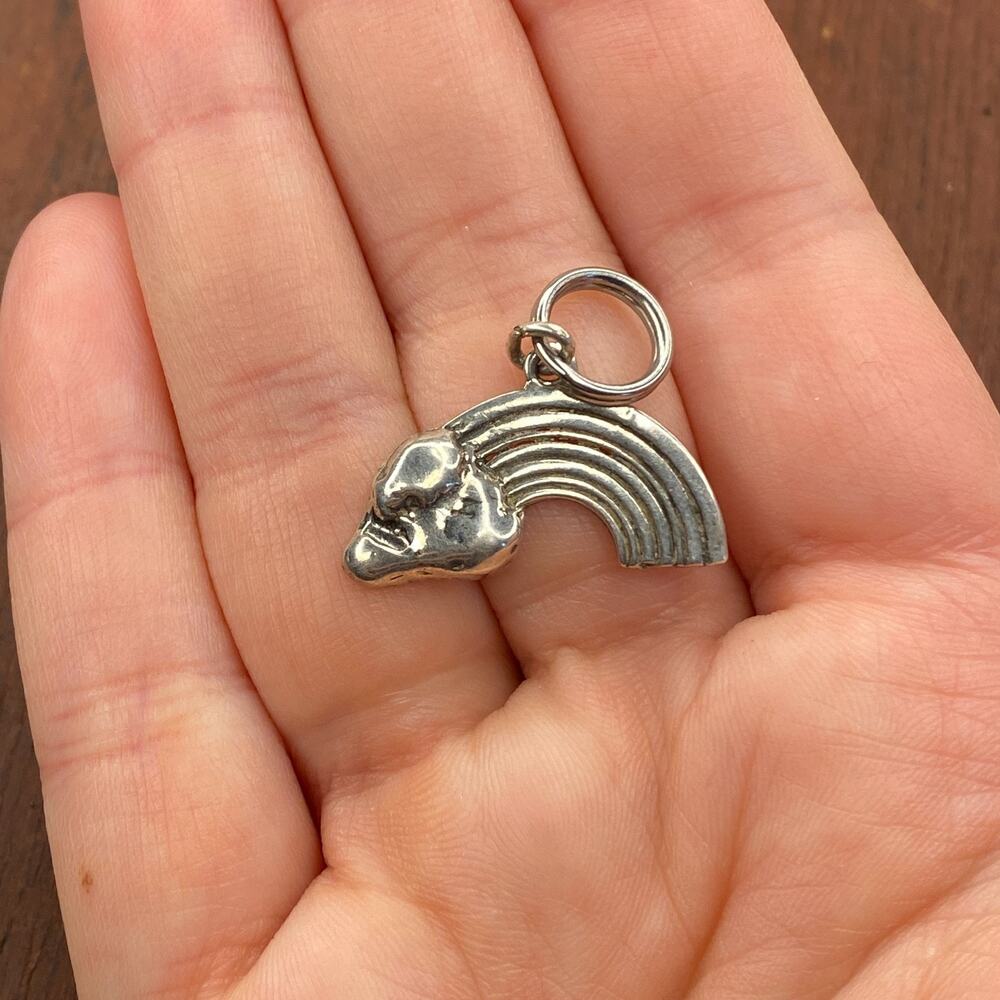 Vintage 925 Sterling Silver Rainbow Cloud Pendant Bracelet Charm
